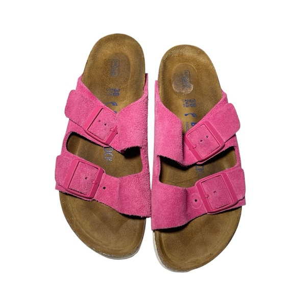 Birkenstock Arizona Soft Footbed Suede Leather Size 38 L7 M5 Fuchsia Tulip - Picture 4 of 7